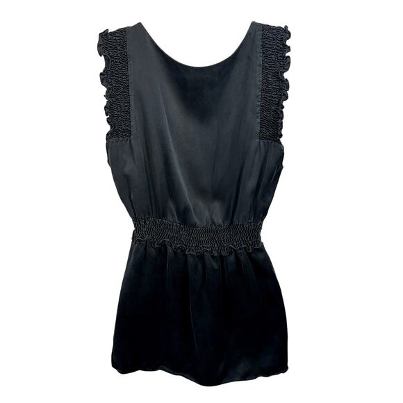 BCBMaxAzria Babydoll Silk Sleeveless Ruffle Top SZ S Y2K Coquette Whimsigoth - Picture 2 of 9